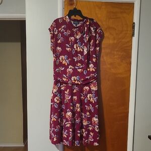 Modcloth Burgundy Floral Midi Dress